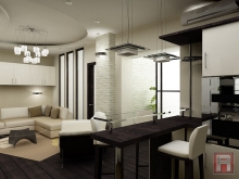Фото дизайна интерьера однокомнатной квартиры площадью 50 м.кв. в ЖК Северная звезда, г.Батайск
